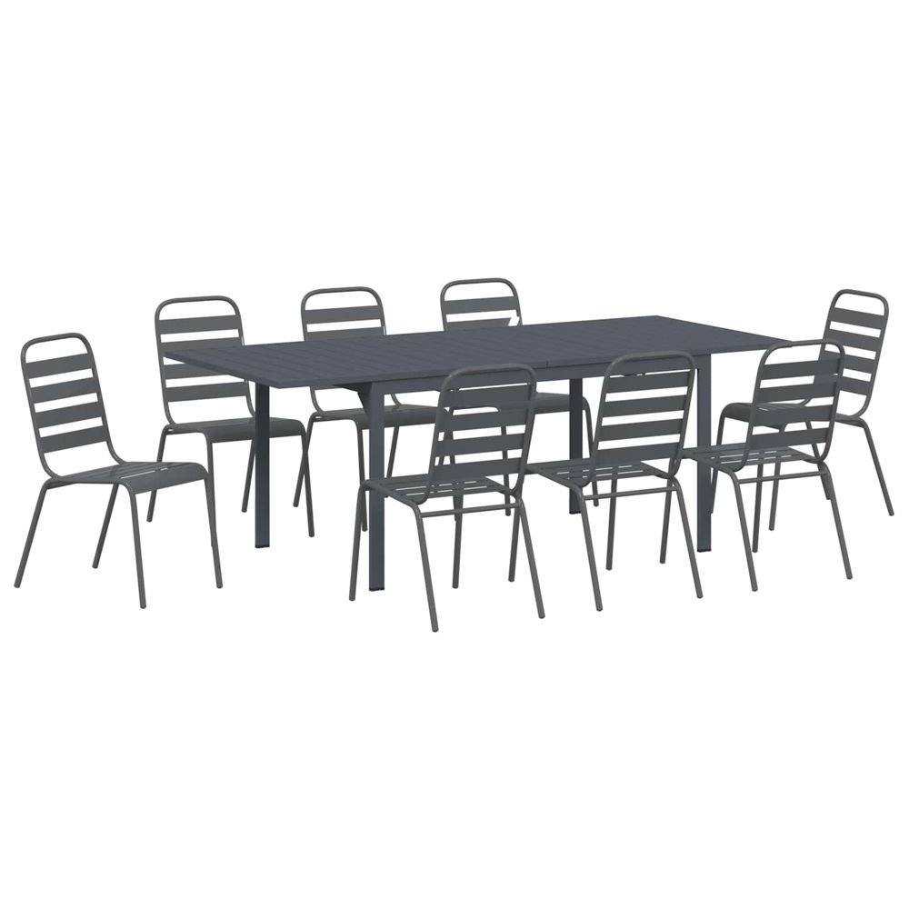 Ensemble de salle à manger pour jardin 9 pc anthracite