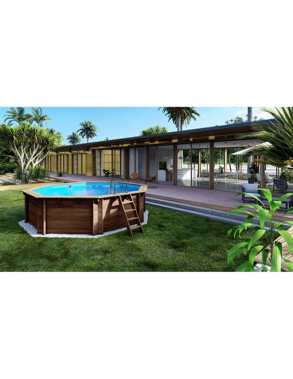 Piscine en bois 5,37x5,37 - h.1,31 m autoportante - bas90osp+sza8 - altanka