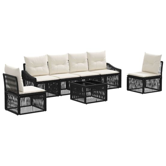 Ensemble de canapé de jardin 7 pc noir polyrotin