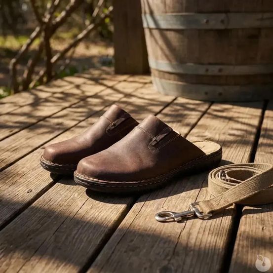 Sabots homme dubbo en cuir marron - ayoka