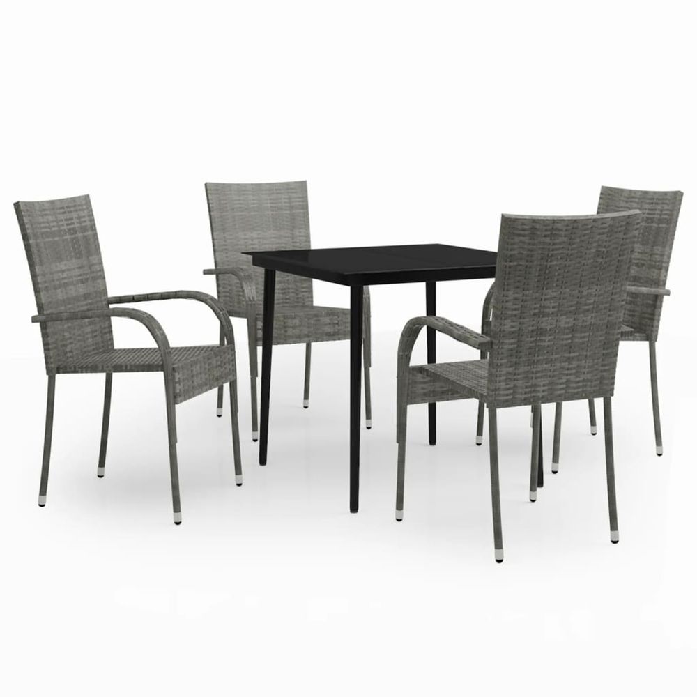 Ensemble à manger de jardin 5 pcs gris et noir