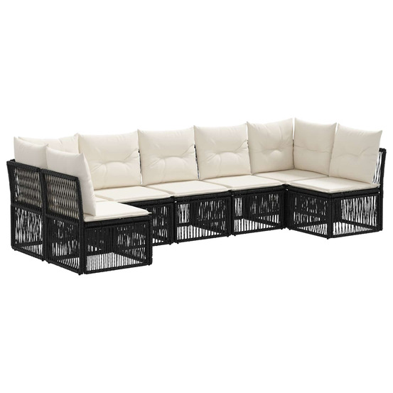 Ensemble de canapé de jardin 7 pcs noir polyrotin