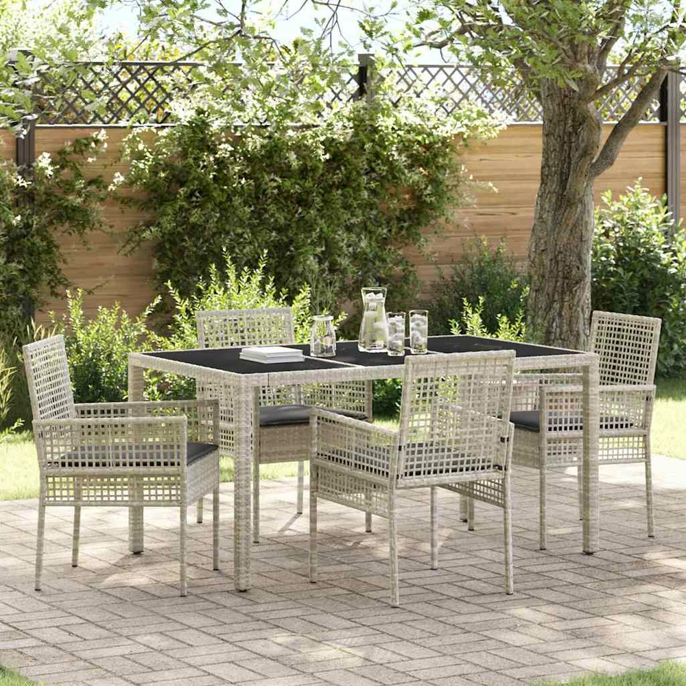 Ensemble de salle à manger pour jardin 5 pcs gris clair