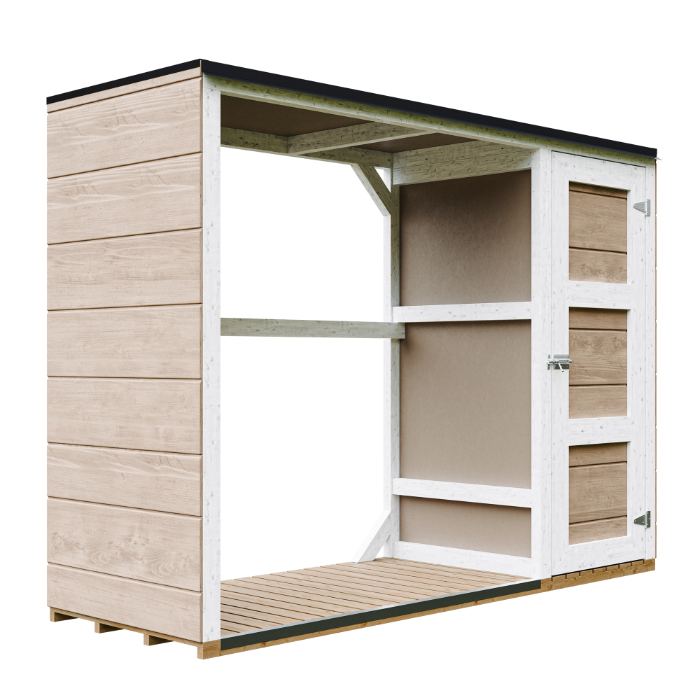 Abri à bûches extérieur - 75 x 217 x h159 cm - abri à outils et bûches - 1,09 m² + 0.53 m² - timbela m981 - terra brown