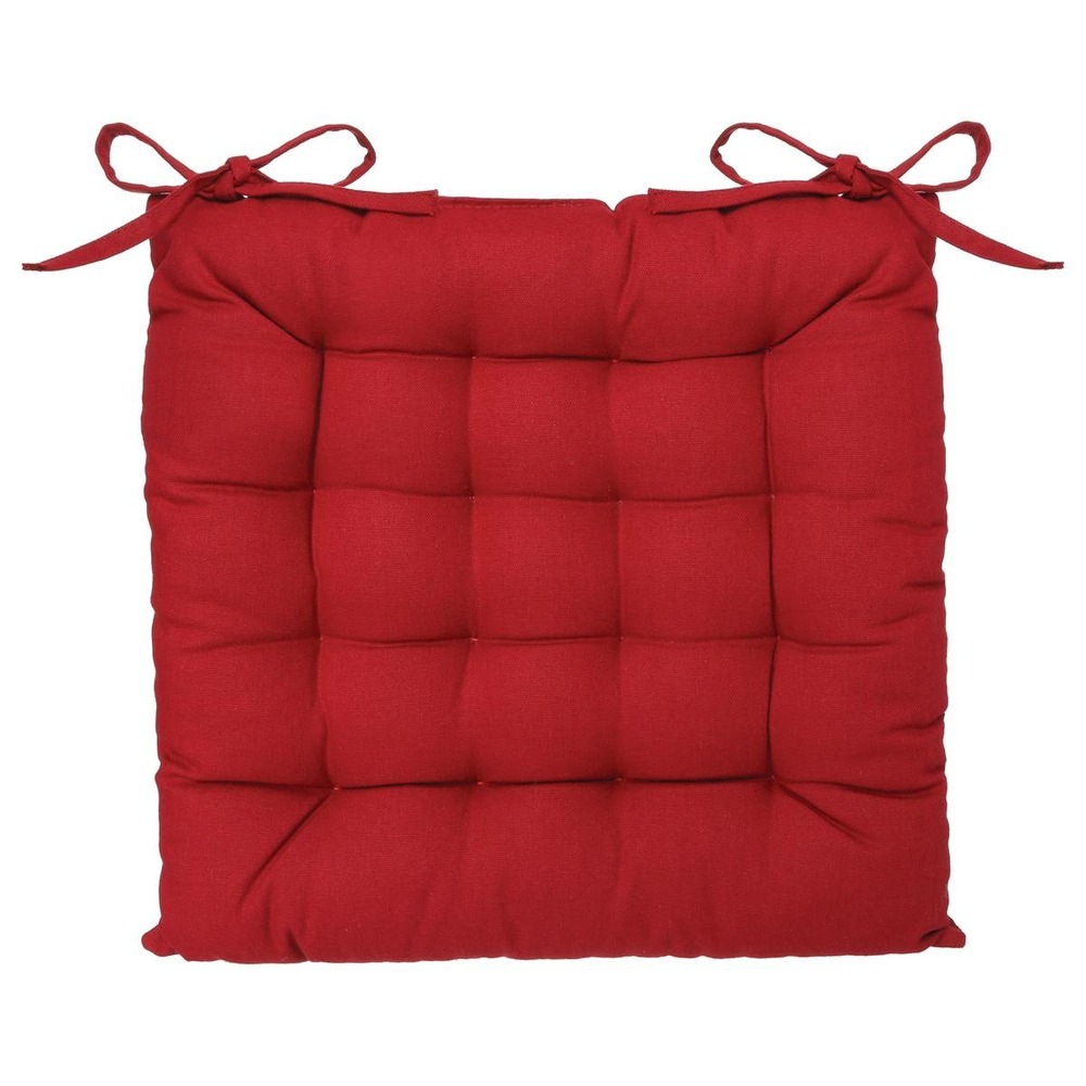 Galette de chaise en coton rouge 38x38 cm