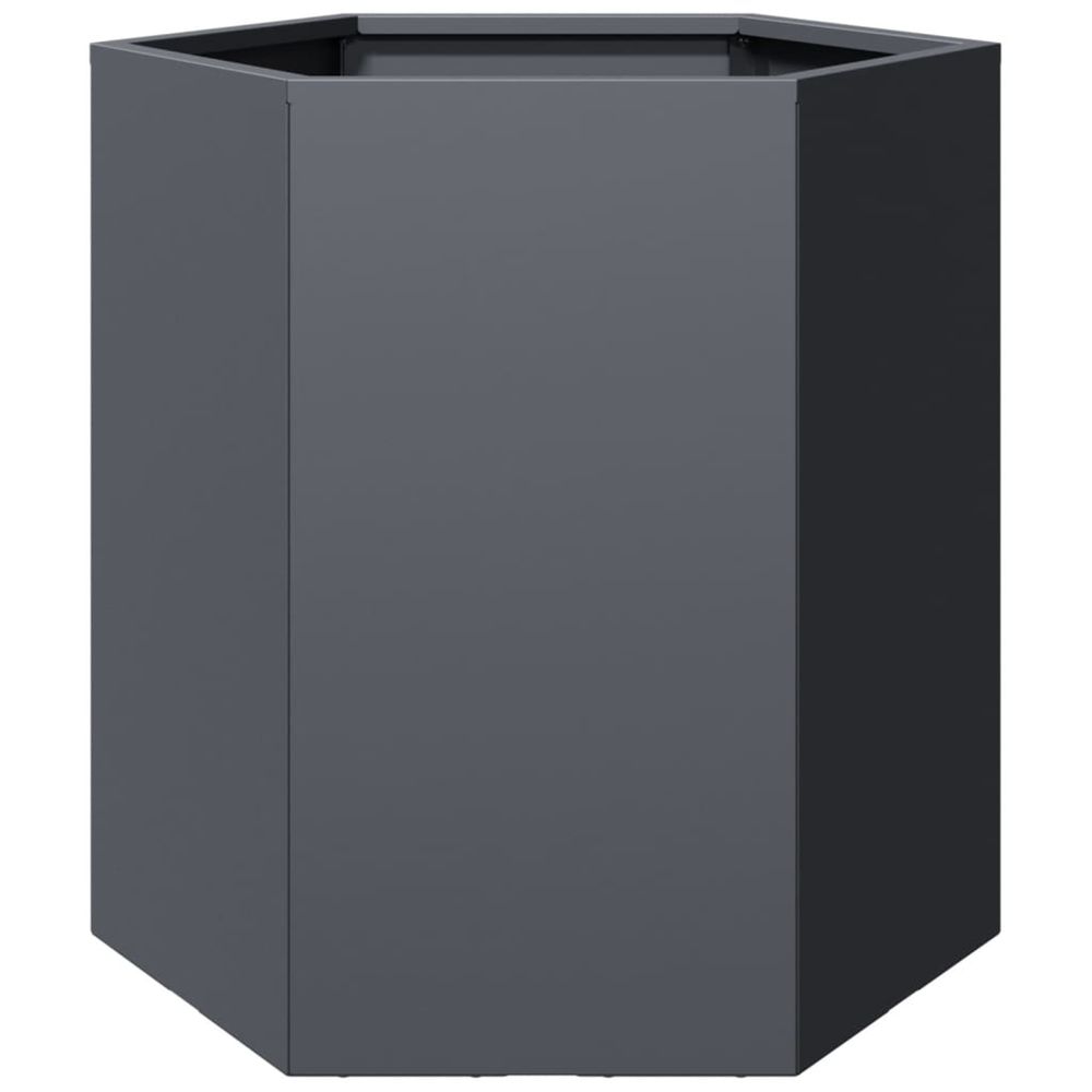 Jardinière d'extérieur anthracite hexagone 46x40x45 cm acier