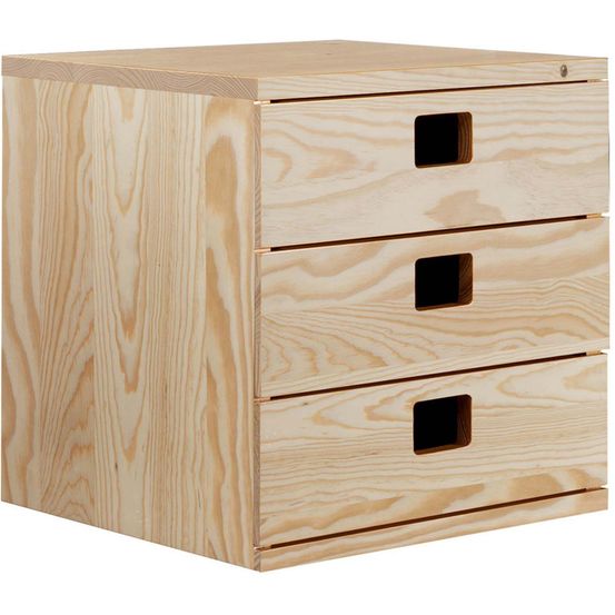 Cube de rangement en pin massif dinamic 3 tiroirs
