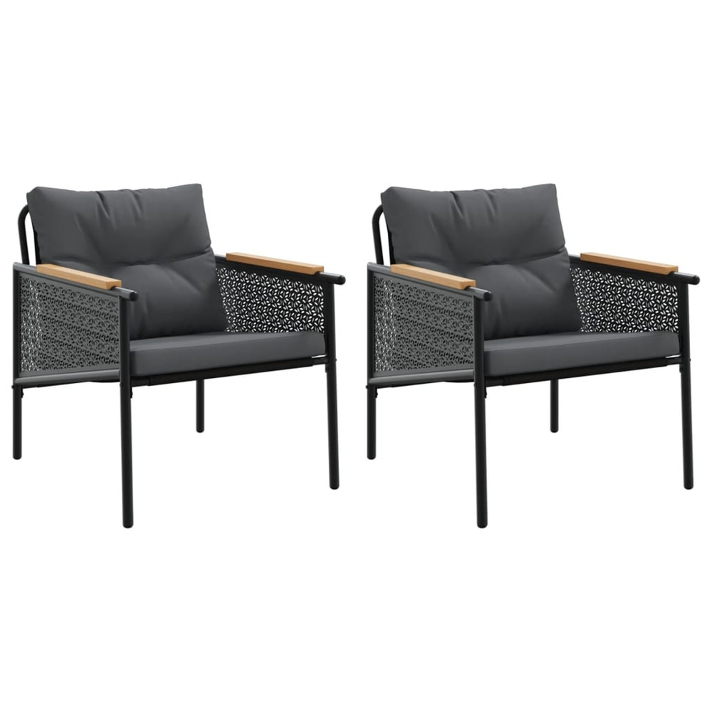 Chaises de jardin avec coussins lot de 2 noir acier