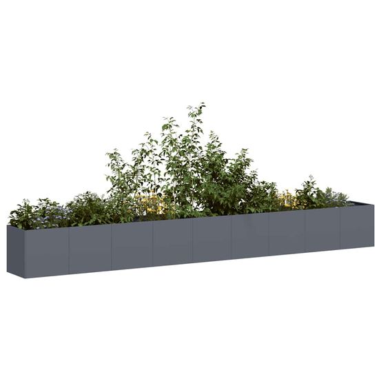 Grande jardinière en acier pour potager et terrasse anthracite 360x40x40 cm