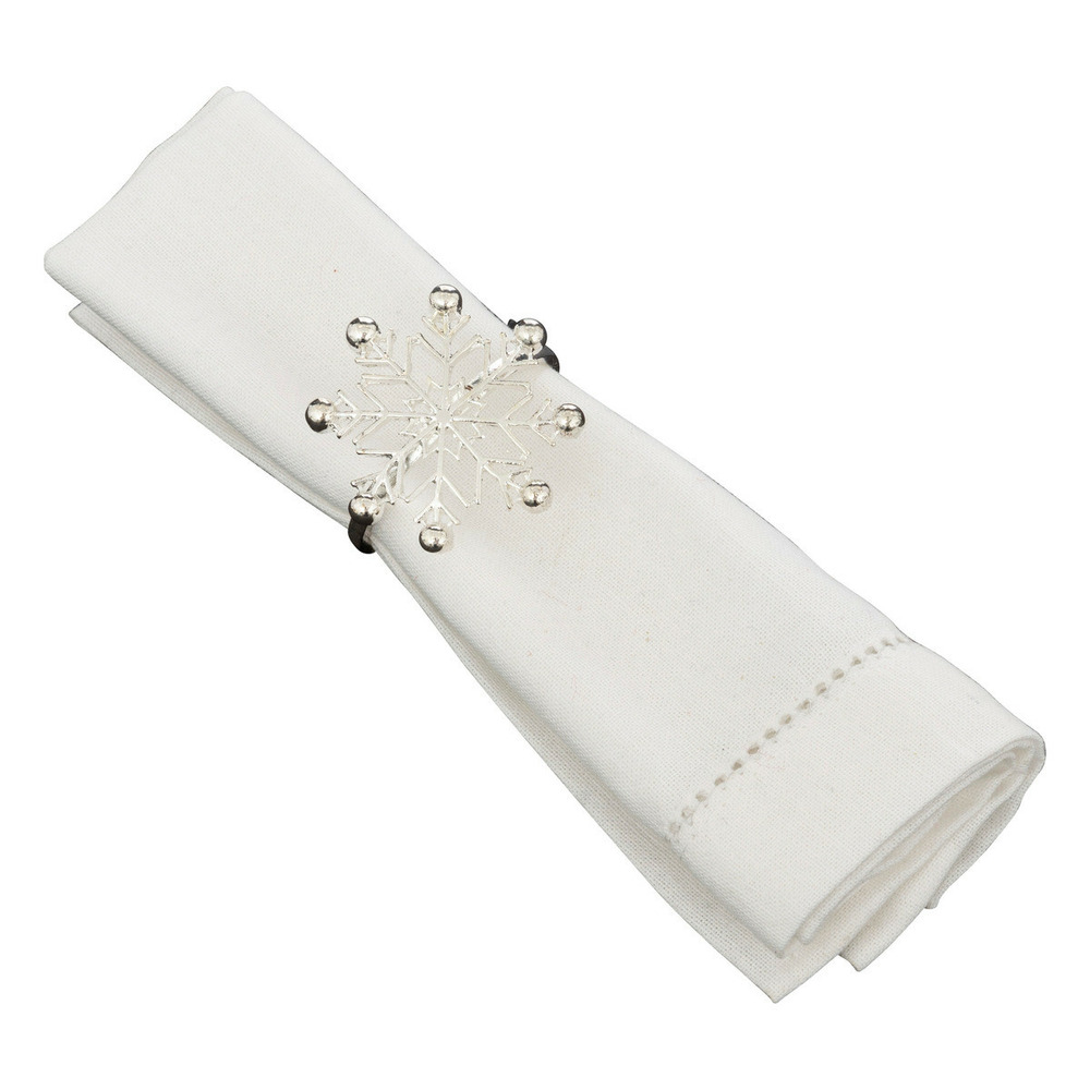 Lot de 2 ronds de serviette flocons argent en métal