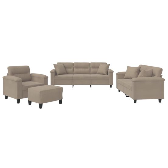 Ensemble de canapés 4 pcs avec coussins taupe tissu microfibre