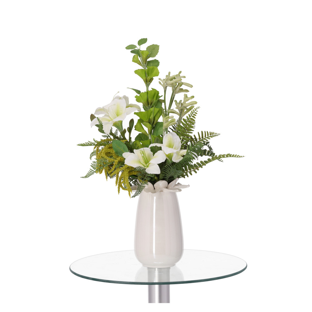 Bouquet d'art artisanal vivienne madrid blanc 45cm