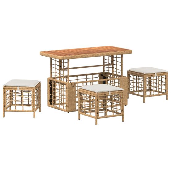 Ensemble de salle à manger pour jardin 4 pc nature et blanc