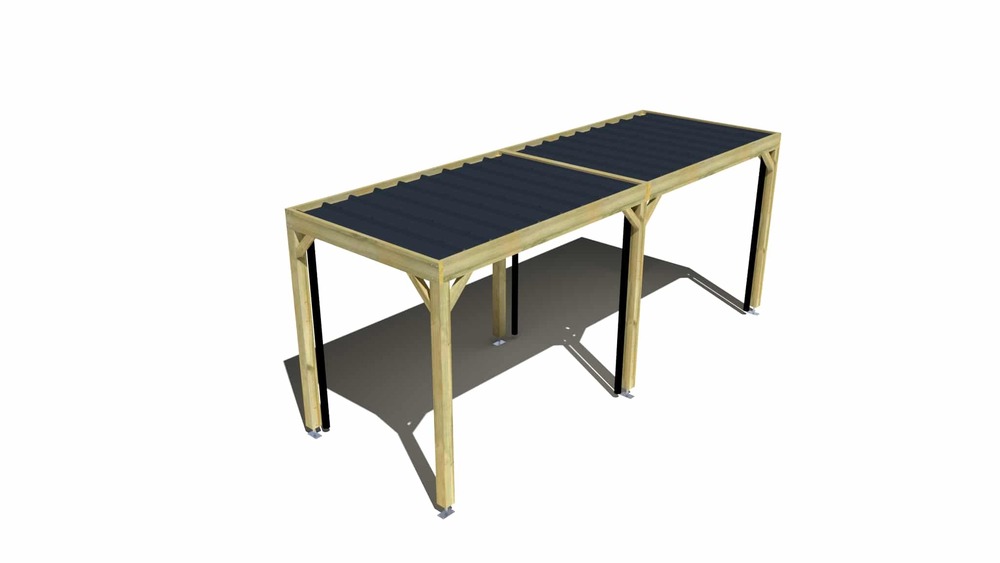 Carport bois • 6m x 2m • indépendante • sens largeur • livraison comprise