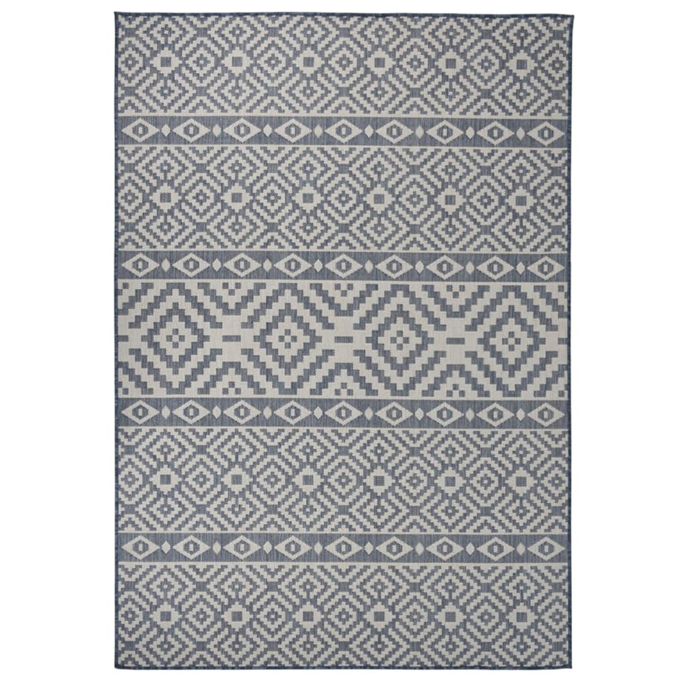 Tapis à tissage plat d'extérieur 160x230 cm rayures bleues