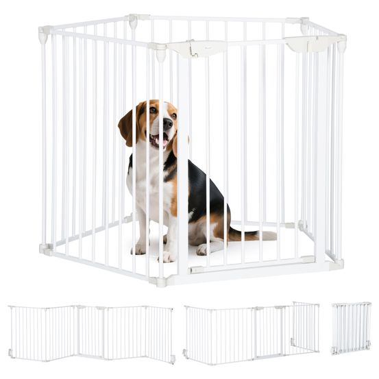 Barrière sécurité pliable chiens métal plastique longue fermeture automatique 300cm blanc - comfortxl pet living