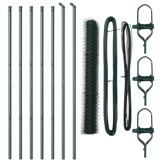 Clôture avec poteaux vert 1 x 10 m acier recouvert de pvc