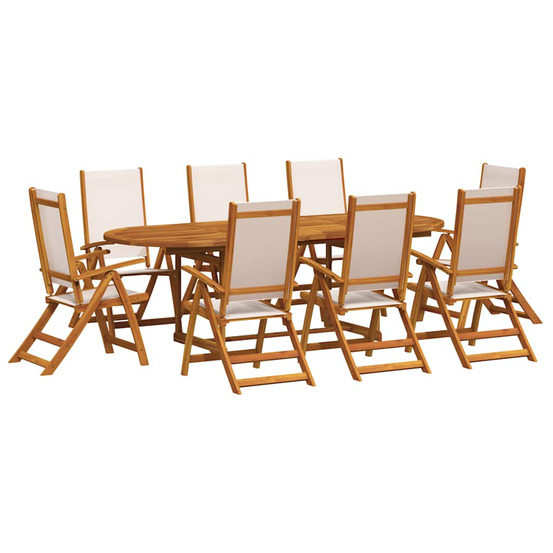 Ensemble à manger de jardin 9pcs bois d'acacia solide textilène