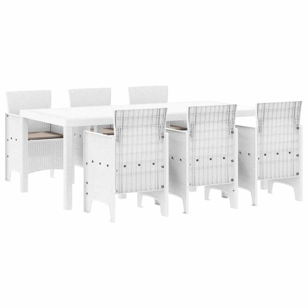 Ensemble de salle à manger pour jardin 7 pc blanc polypropylène