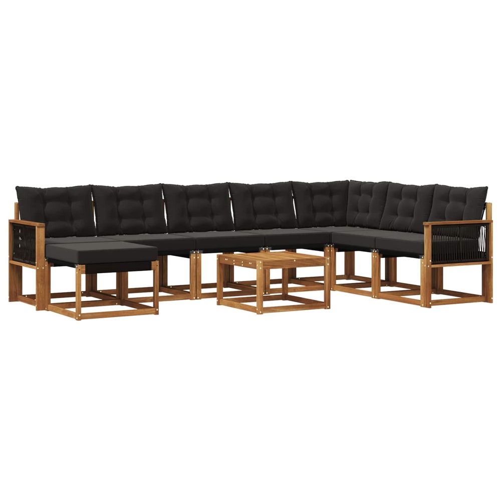 Ensemble de canapés d'extérieur 9 pc naturel et noir