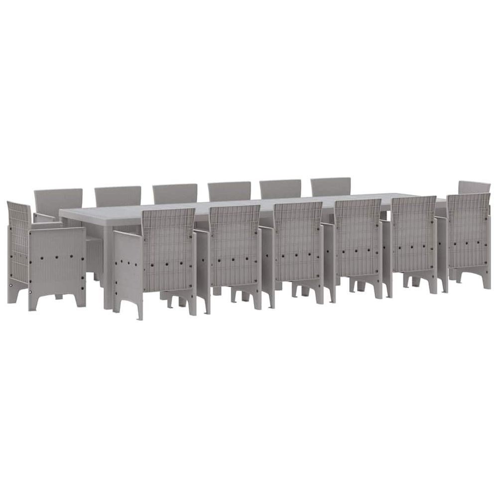 Ensemble de salle à manger pour jardin 15 pc gris clair