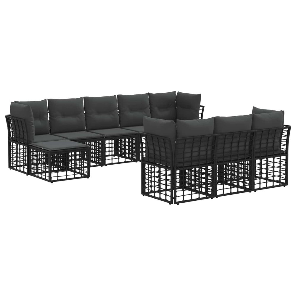 Ensemble de canapés d'extérieur noir et gris foncé polyester