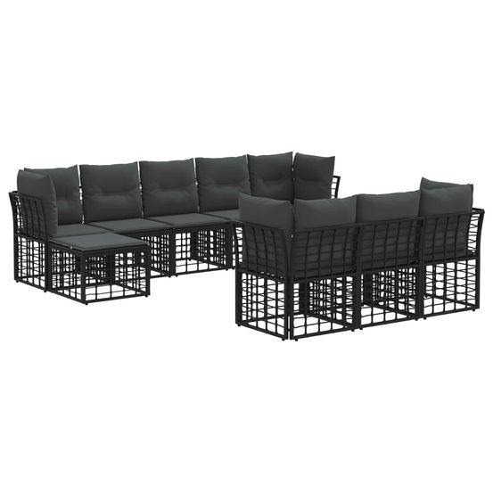 Ensemble de canapés d'extérieur noir et gris foncé polyester