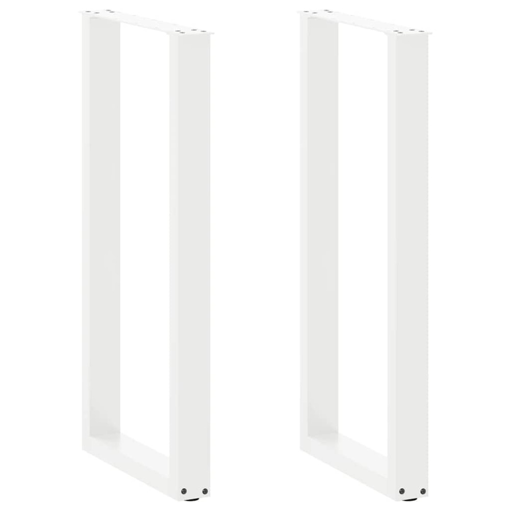 Pieds de table de bar en u, 2 pièces, blanc, 40 x (100-101) cm, acier