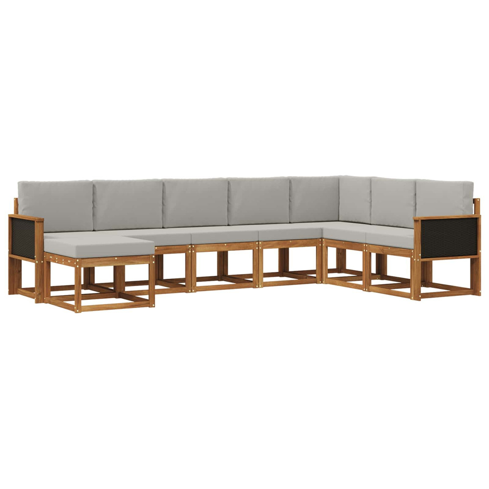 Ensemble de canapés d'extérieur 8 pcs naturel et gris clair