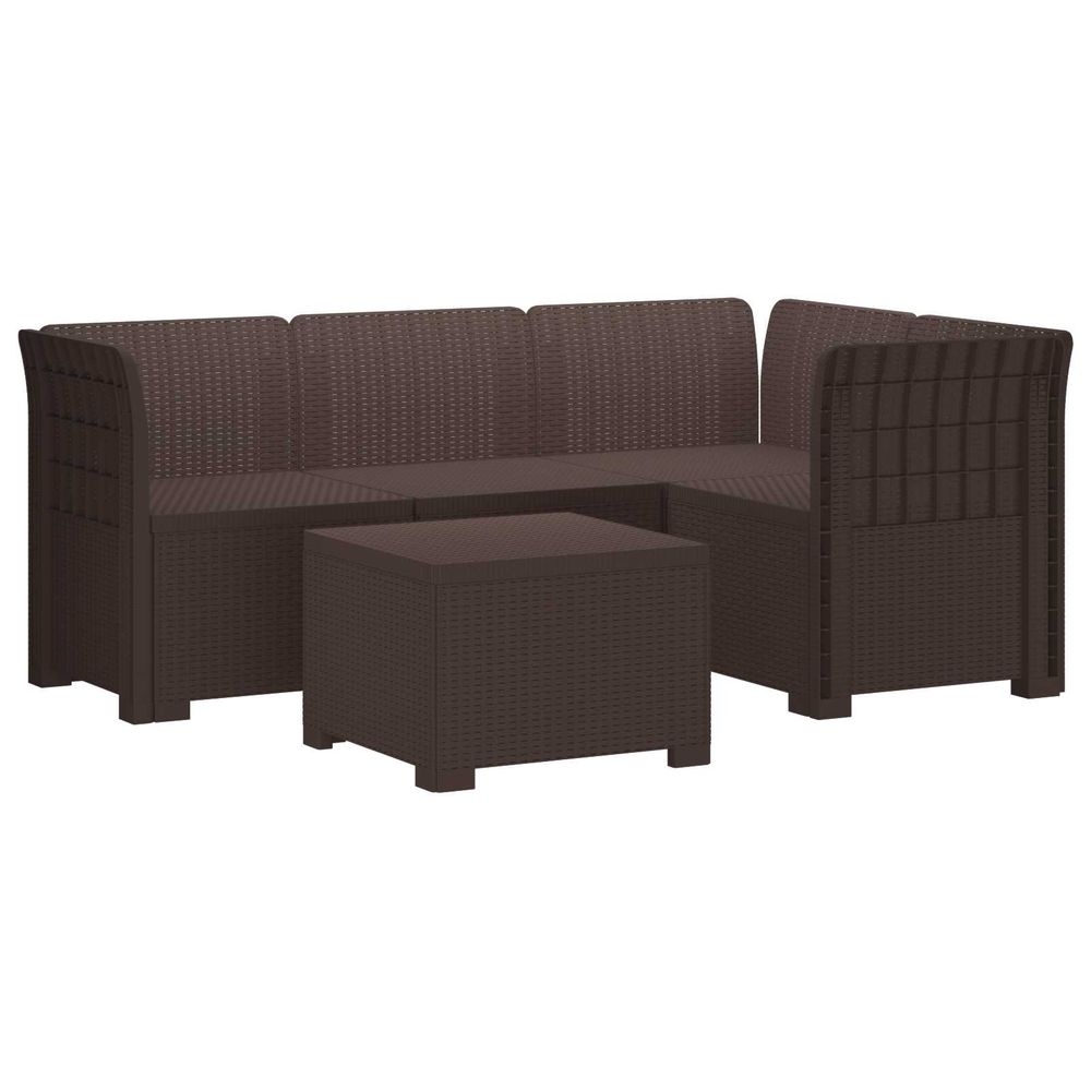 Canapé de jardin 4 places style rotin pp marron