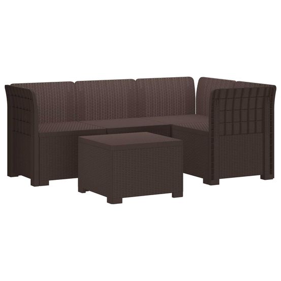 Canapé de jardin 4 places style rotin pp marron