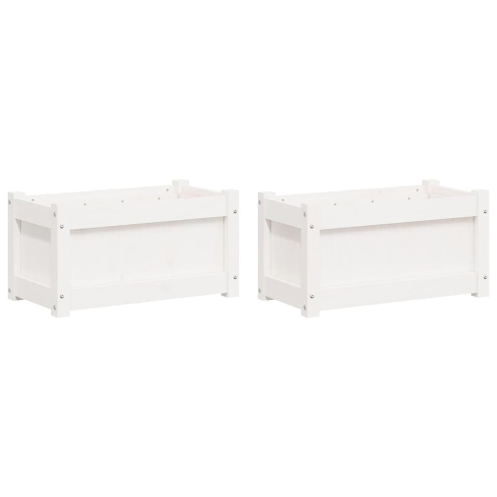 Jardinière d'extérieurs 2 pcs blanc bois de pin massif