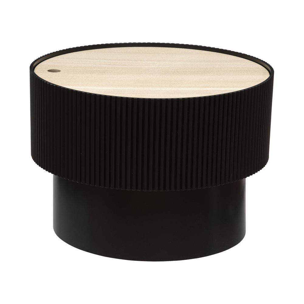 Table basse avec coffre de rangement en bois peint noir d 55 x h 38 cm