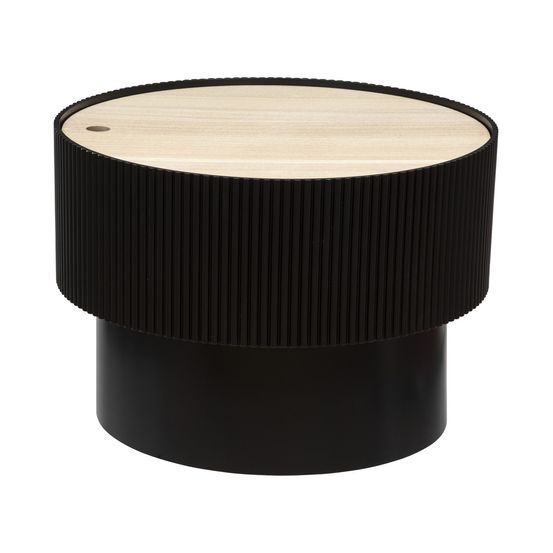 Table basse avec coffre de rangement en bois peint noir d 55 x h 38 cm