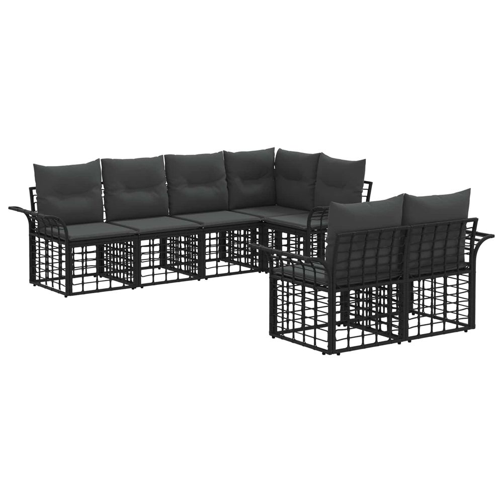 Ensemble de canapés d'extérieur 7 pc noir et gris foncé