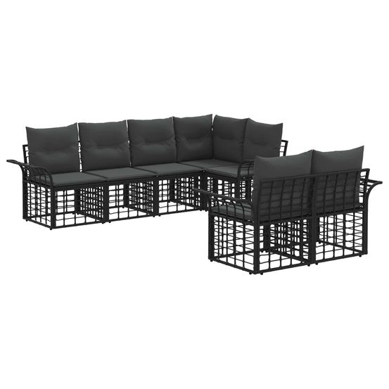 Ensemble de canapés d'extérieur 7 pc noir et gris foncé