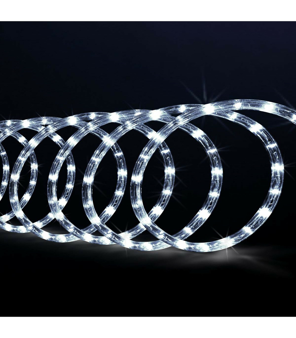 Guirlande lumineuse extérieur tube 10 m 180 led blanc froid 8 jeux de lumière