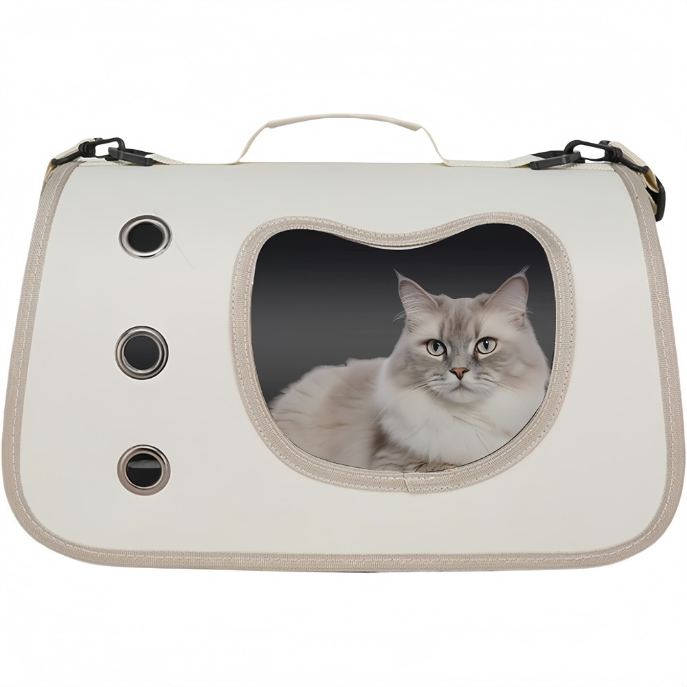 Sac à chat portatif et pliable blanc cassé