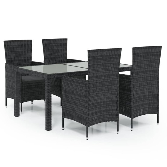 Ensemble à manger d'extérieur 5pcs avec coussins résine tressée