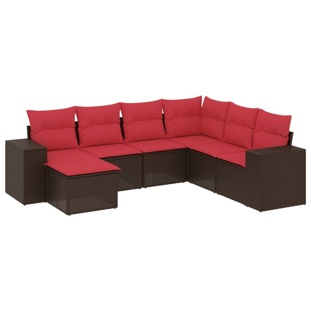 Ensemble de canapé de jardin 7 pcs avec coussins marron