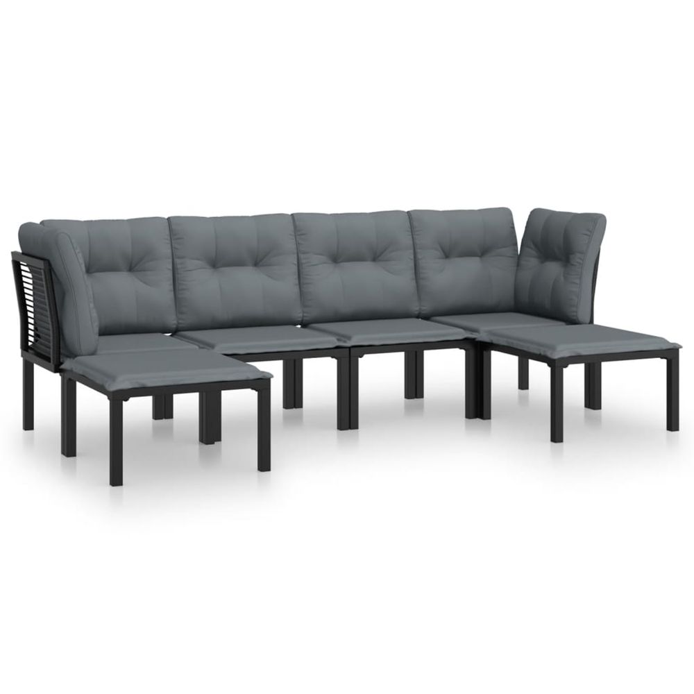 Salon de jardin 6 pcs noir et gris résine tressée