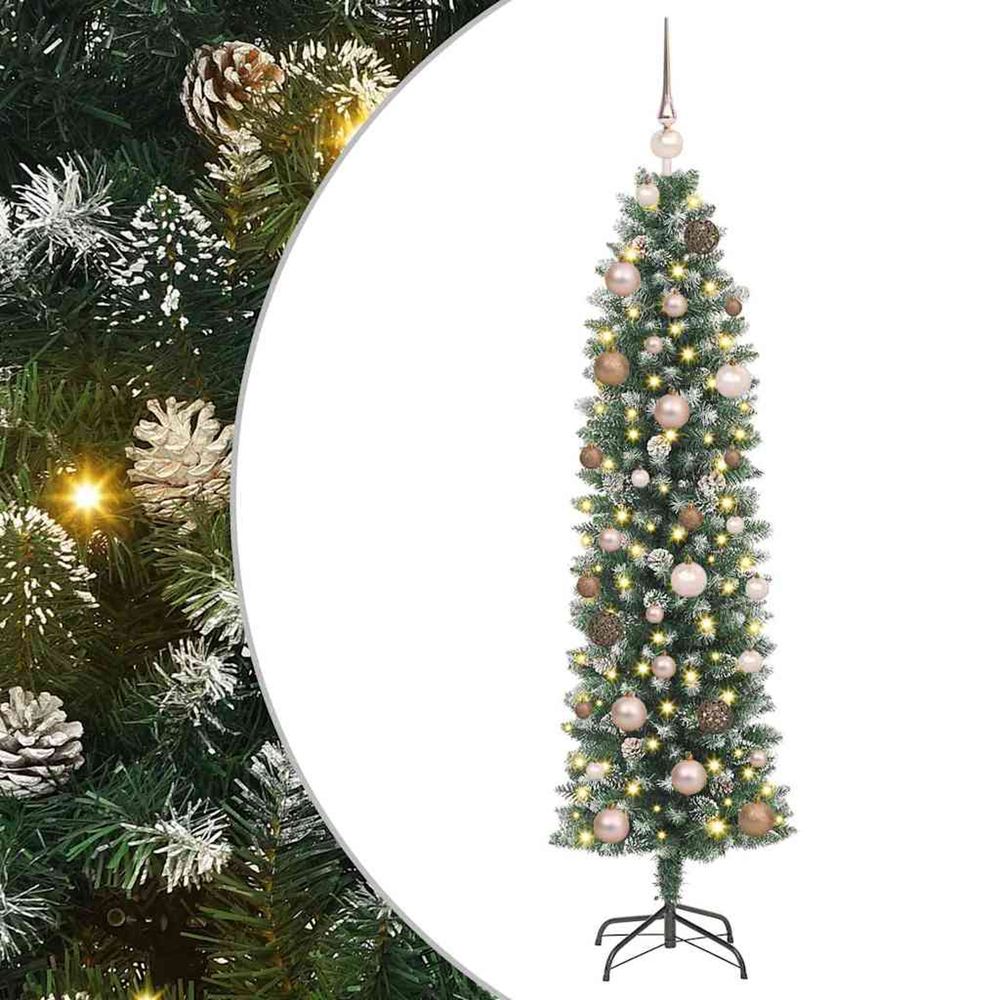 Arbre de noël artificiel slim vert et blanc 150 cm