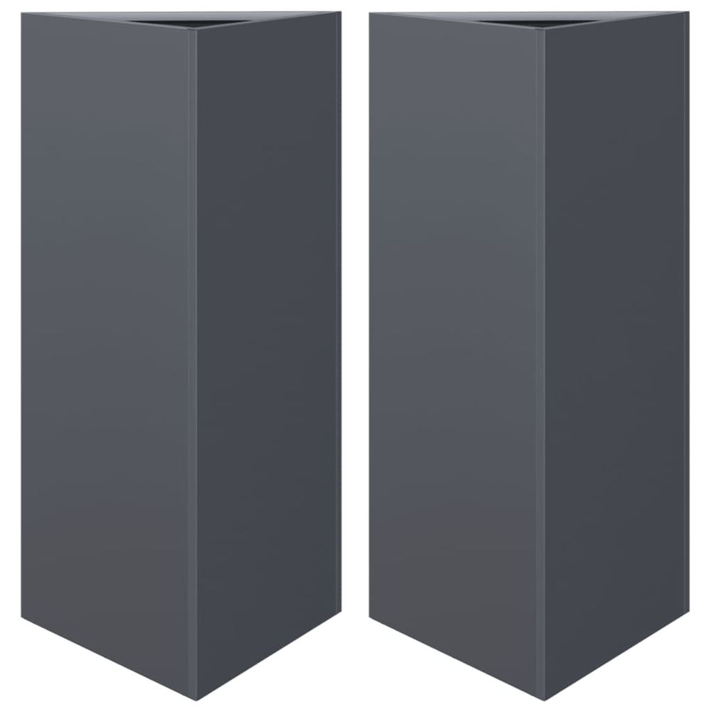 Jardinière d'extérieurs 2 pcs anthracite triangulaire 40x34,5x75 cm acier