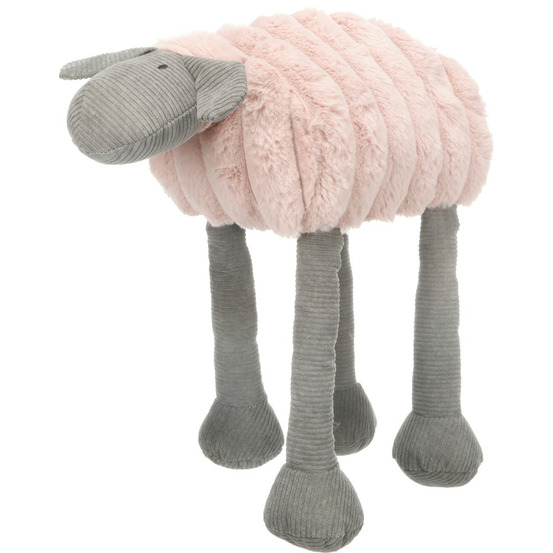 Jouet ribola mouton couché rose hauteur 35 cm pour chien