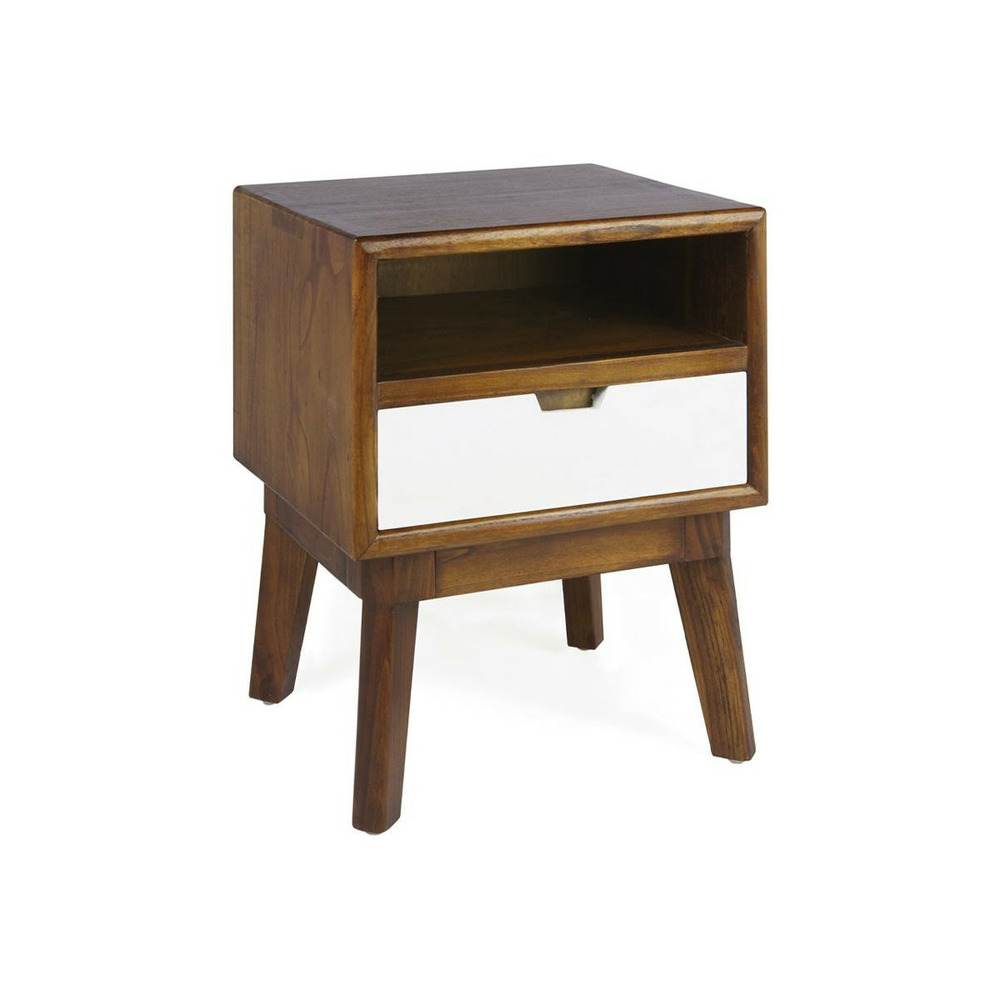 Table de chevet 1 tiroir bronze bois marron - loélie décoration d'autrefois