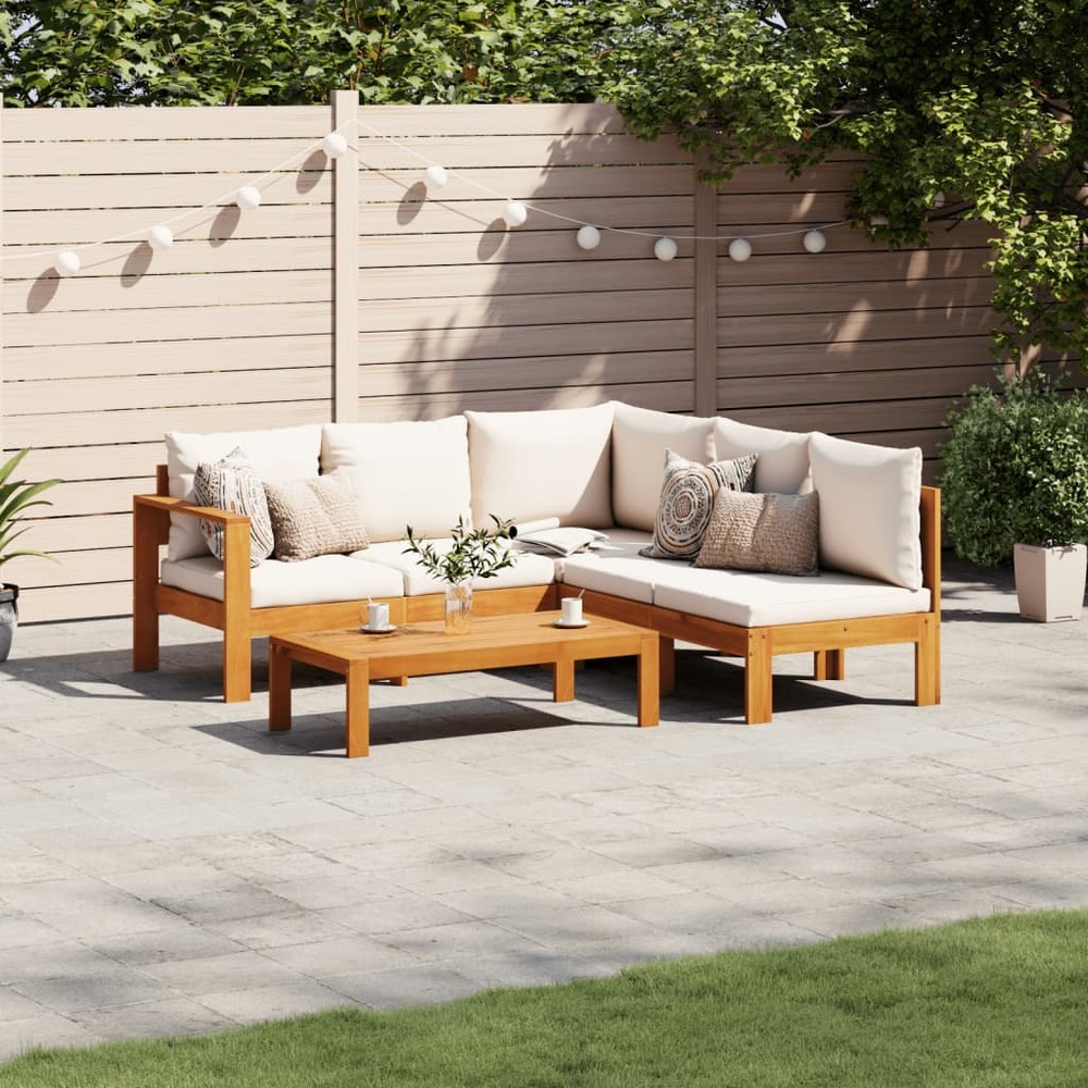 Salon de jardin avec coussins 4 pcs bois d'acacia massif