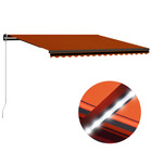 Auvent manuel rétractable avec led 400x300 cm orange et marron