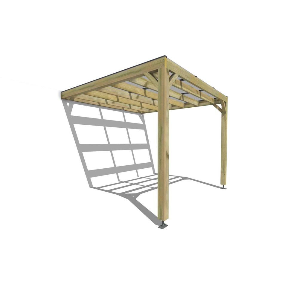 Pergola bois • 3m x 3m • adossée • sens largeur • couverture étanche transparente incluse • livraison comprise