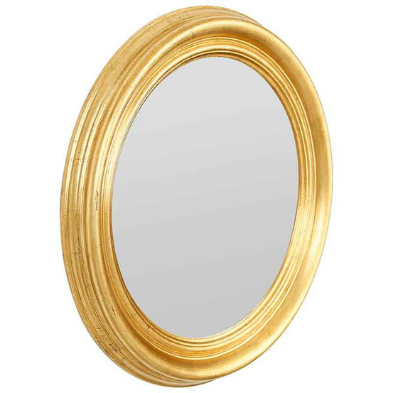Miroir convexe drachma rond doré bois 46cm