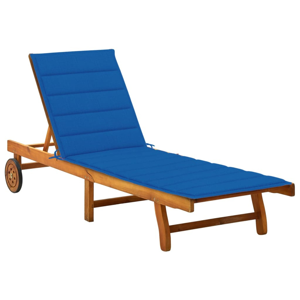 Chaise longue de jardin avec coussin bois d'acacia solide bain de soleil